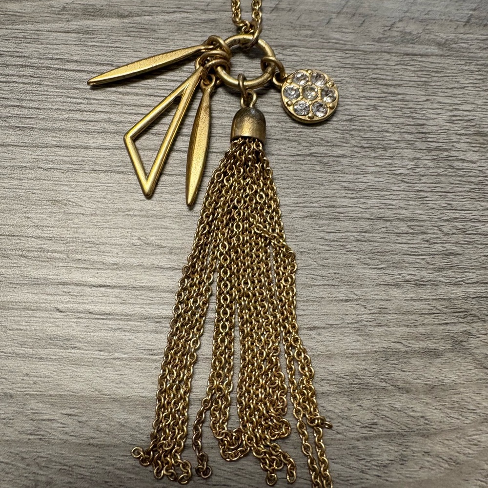 J. Crew Long Gold Tassel Necklace